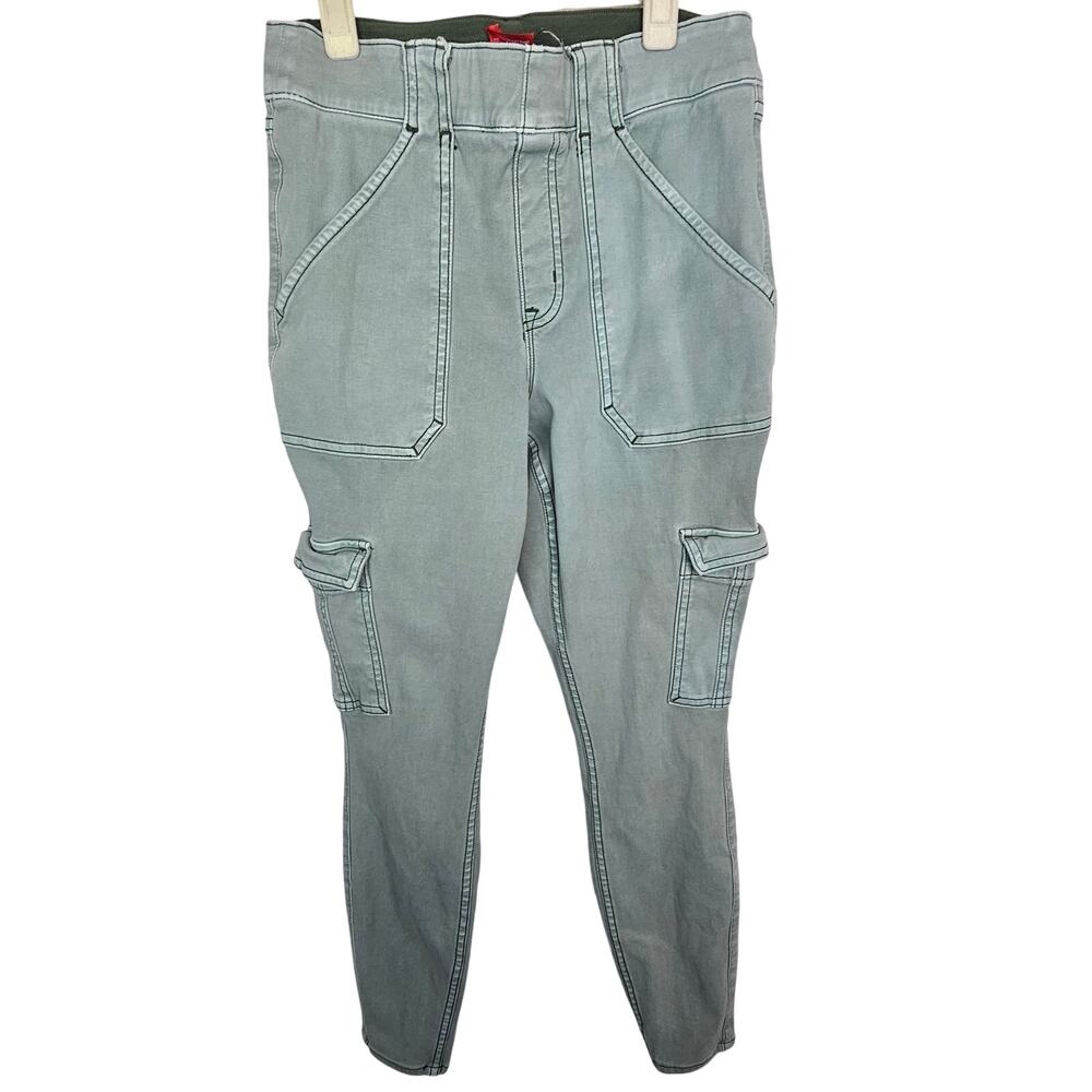 Spanx Womens Twill Skinny Pant Size M Cargo Stretch Jegging Mid Rise Ankle Gray